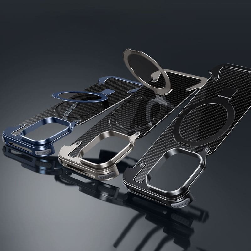 Carbon Fiber Magnetic Bracket Bezel-less Phone Case