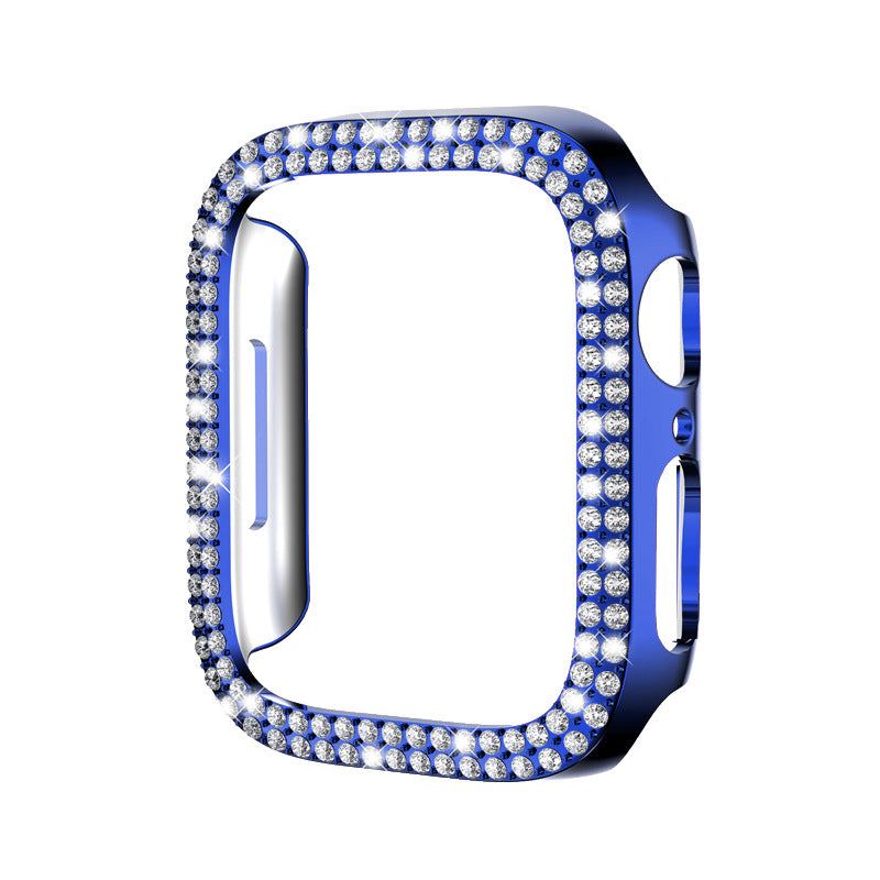 Electroplating Hollow Double Row Diamond Protective Case Suitable For Apple Watch