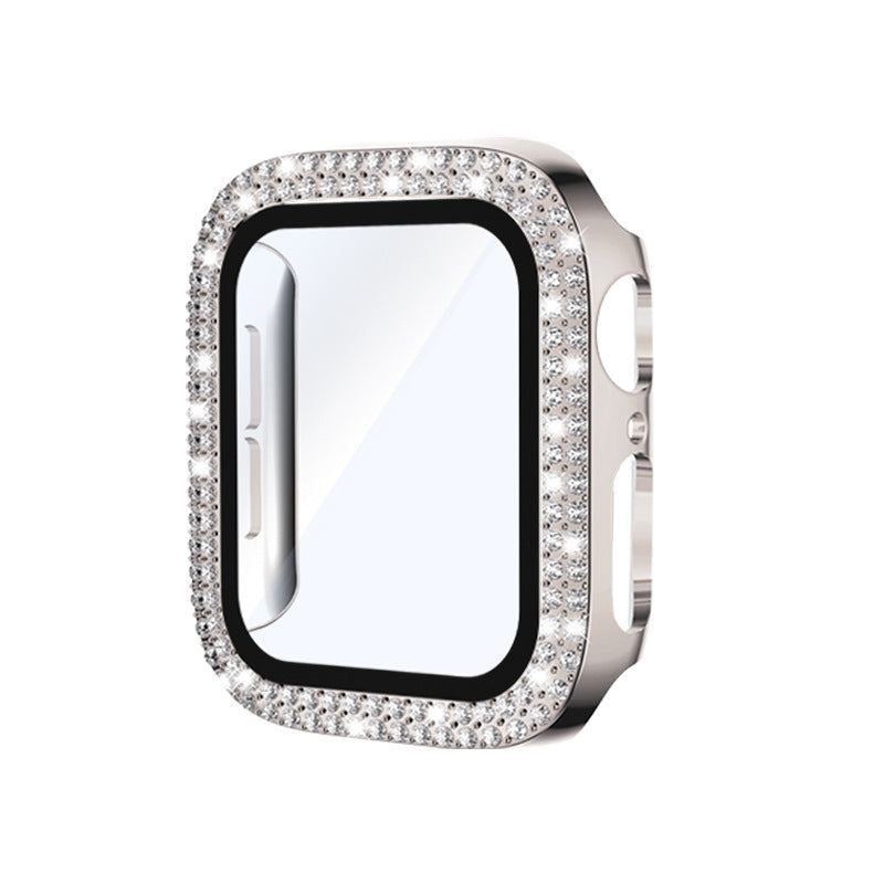 Electroplating Solid Double Row Diamond Protective Case Suitable For Apple Watch