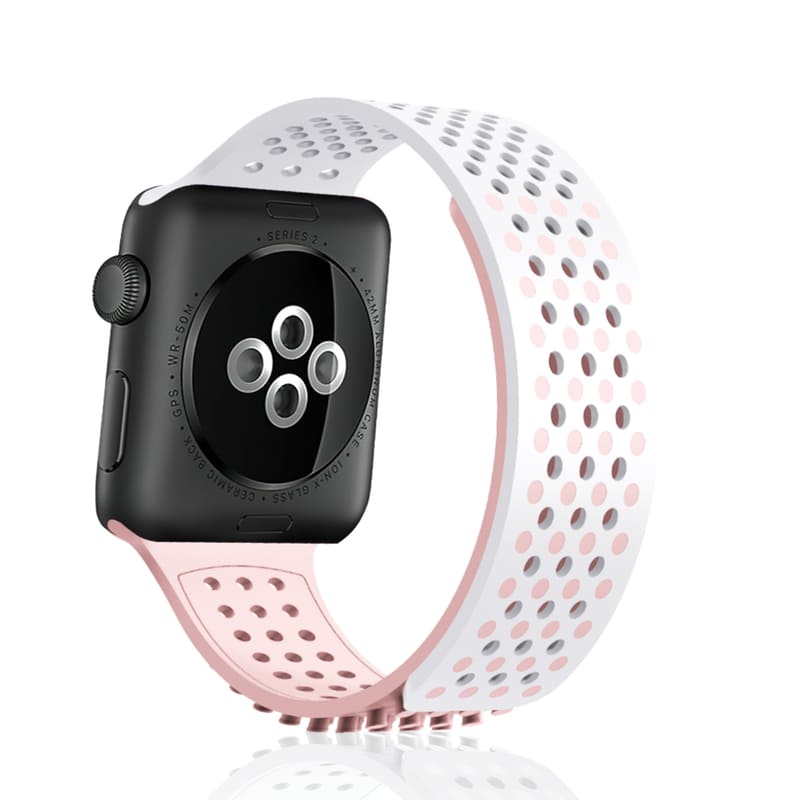 Multicolor Hole Silicone Breathable Watch Band For Apple Watch