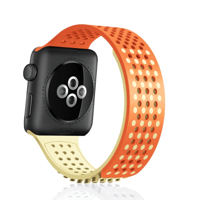 Multicolor Hole Silicone Breathable Watch Band For Apple Watch