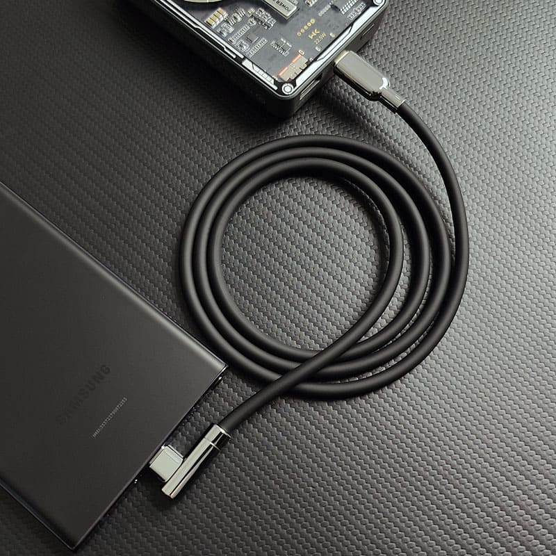 "Thin Chubby" 240W Charging Cable - 90° Elbow Design & Mirrored Connector