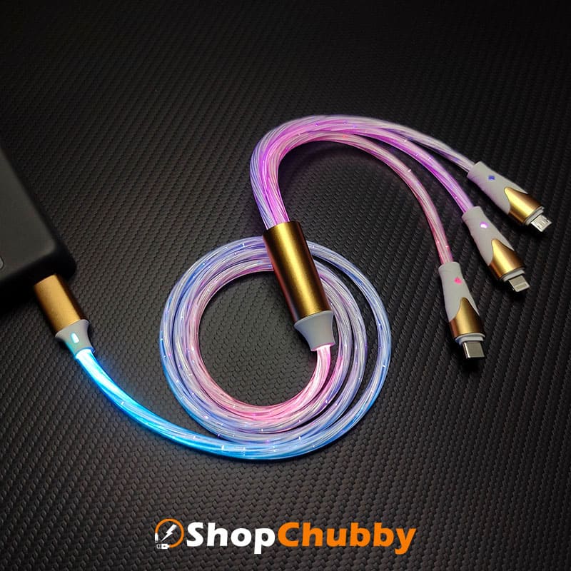 "Neon Chubby" 3-In-1 66w Gradient Colorful Luminous Fast Charging Cable