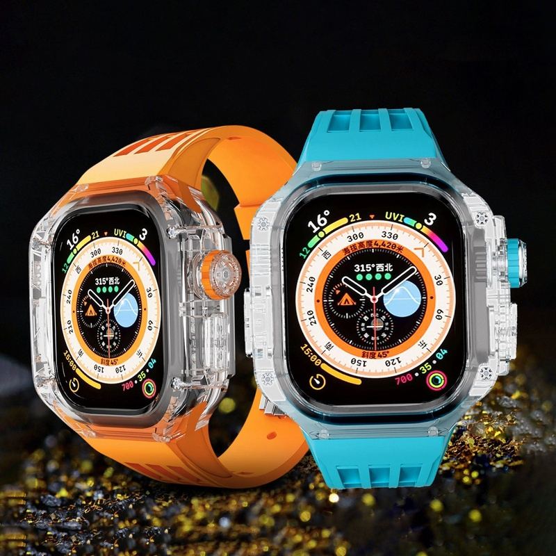 49mm Fluororubber Band Transparent Protective Case For Apple Watch