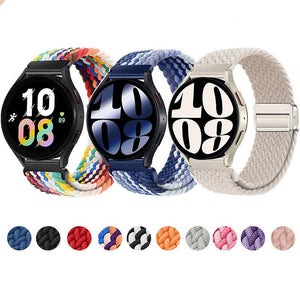 20mm & 22mm Solid Color Nylon Woven Magnetic Watch Strap for Samsung/Garmin/Fossil/Others